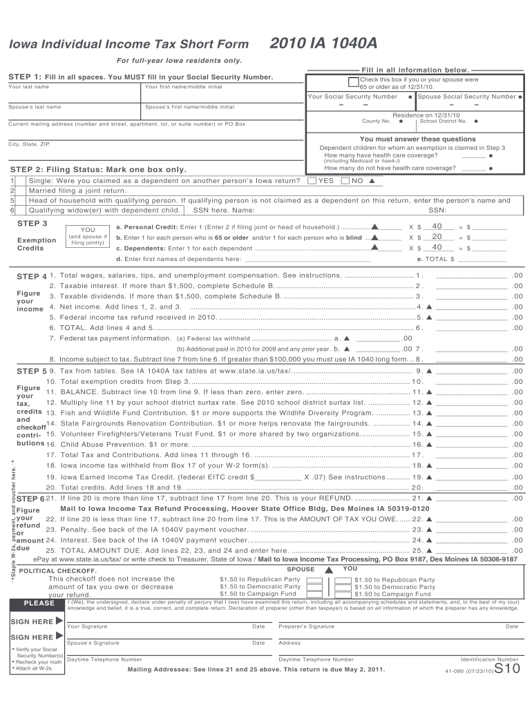 Iowa 1040 Fillable Form Printable Forms Free Online