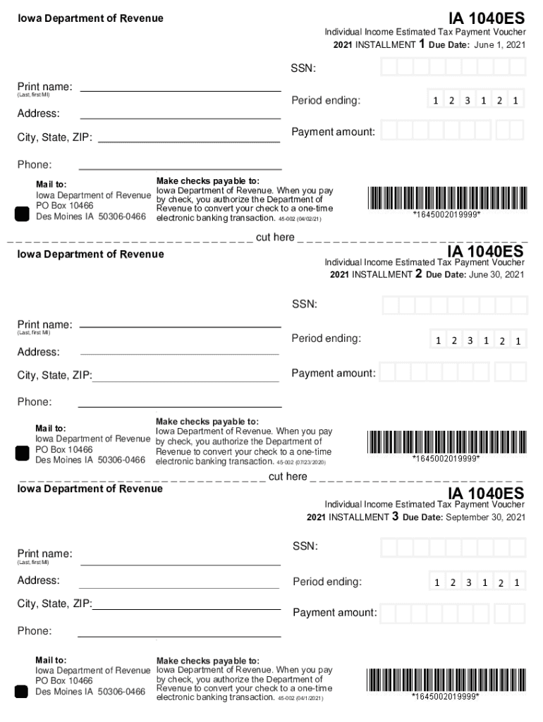 Iowa Department Of Revenue IA 1040ES Taxformfinder Fill Out Sign 