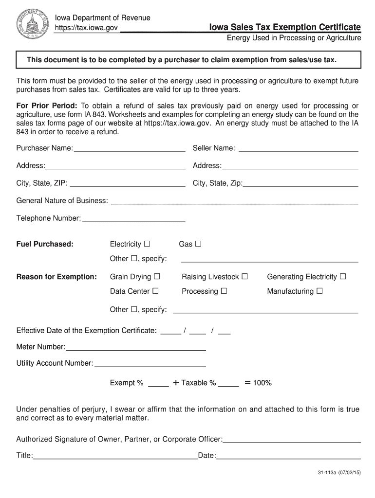 Iowa Sales Tax Exemption Form 2025 Fill Out Sign Online DocHub