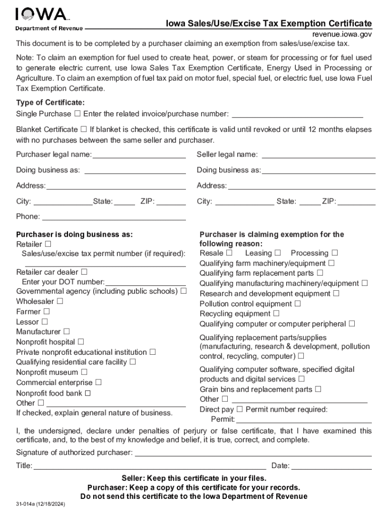 Iowa Tax Exemption Fill Out Sign Online DocHub