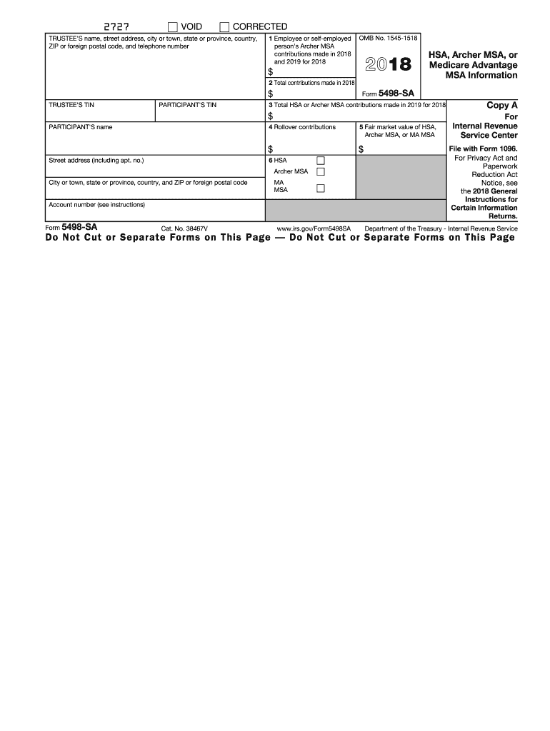 IRS 5498 SA 2016 Fill Out Tax Template Online US Legal Forms