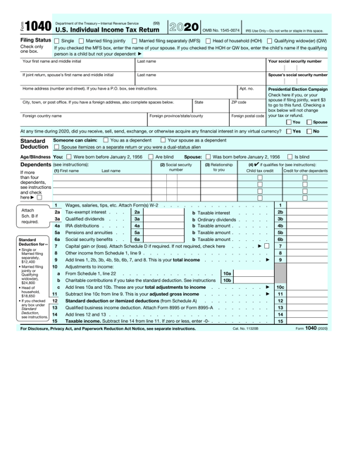 IRS Form 1040 Download Fillable PDF Or Fill Online U S Individual