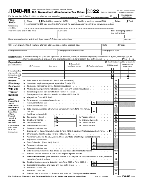 IRS Form 1040 NR Download Fillable PDF Or Fill Online U S Nonresident 