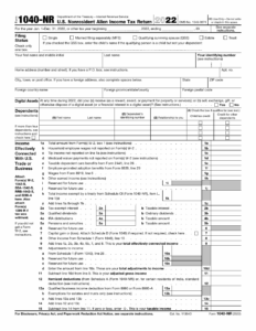 IRS Form 1040 NR Download Fillable PDF Or Fill Online U S Nonresident