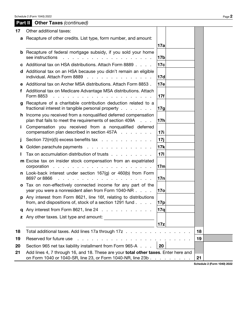 IRS Form 1040 Schedule 2 2022 Fill Out Sign Online And Download IRS Form 1040 Schedule 2 2022 Fill Out Sign Online And Download