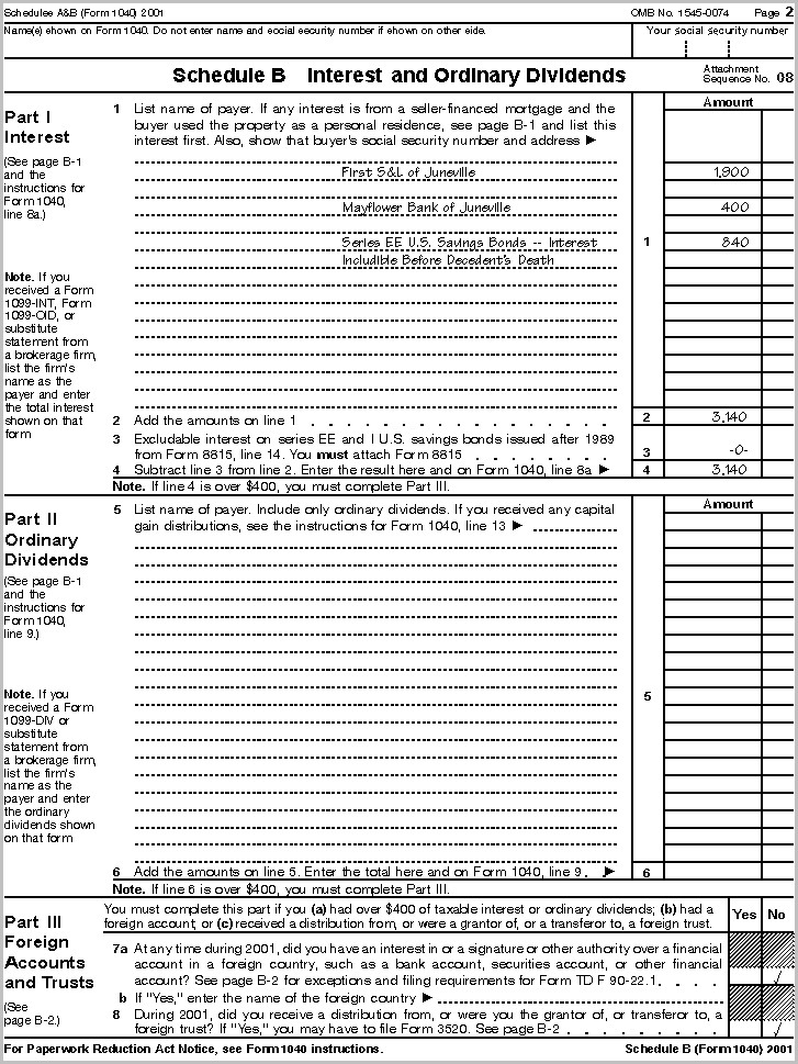 Irs Form 1040 Schedule B