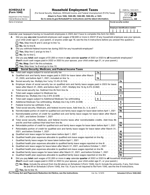 IRS Form 1040 Schedule H Download Fillable PDF Or Fill Online Household 