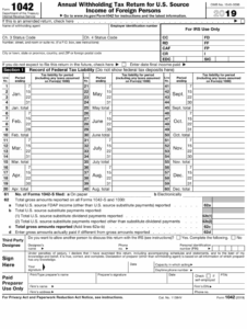 IRS Form 1042 Download Fillable PDF Or Fill Online Annual Withholding