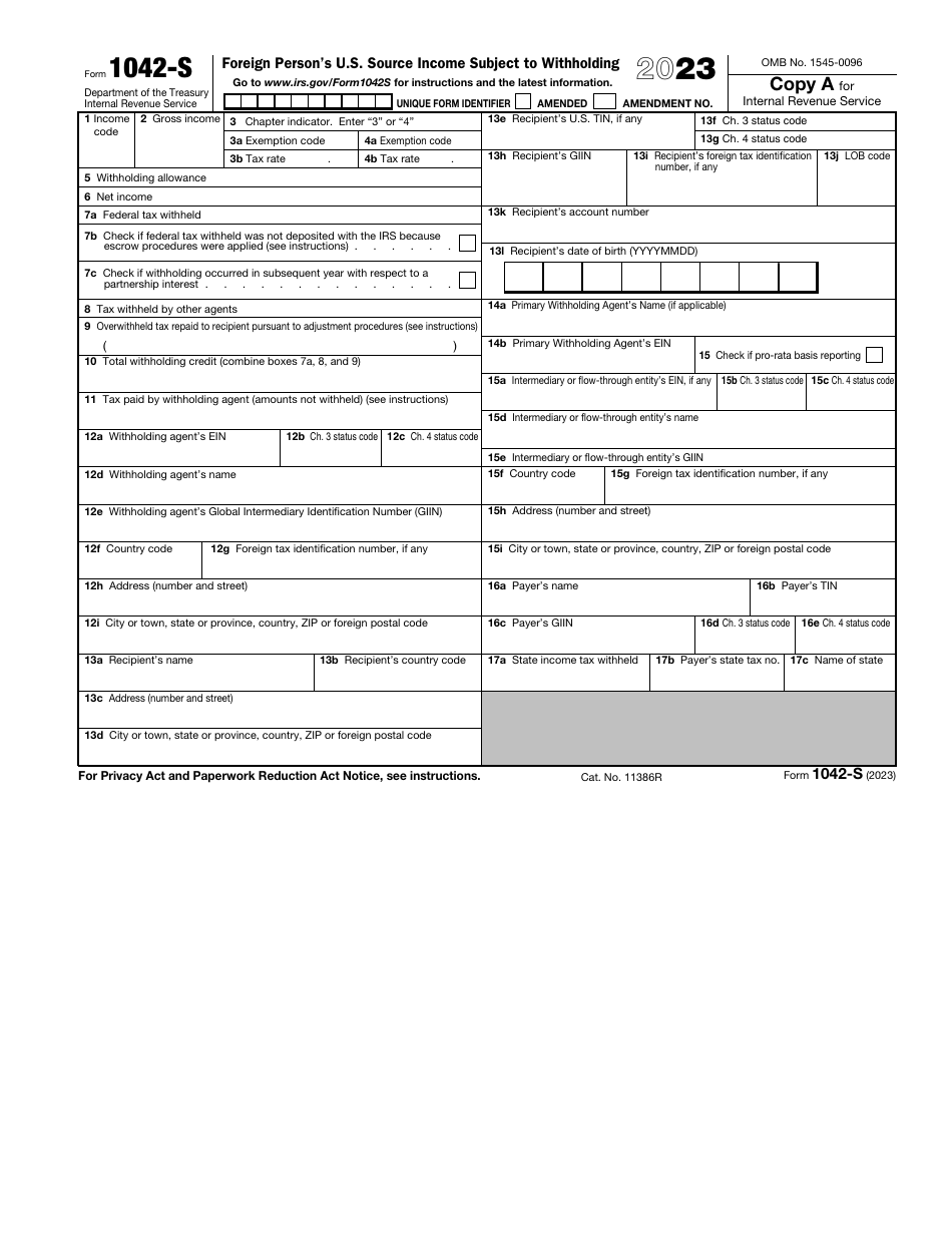 IRS Form 1042 S 2023 Fill Out Sign Online And Download Fillable 