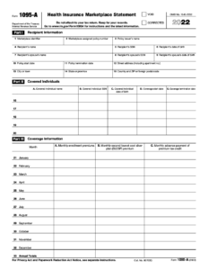 IRS Form 1095 A Health Insurance Marketplace Statement Forms Docs