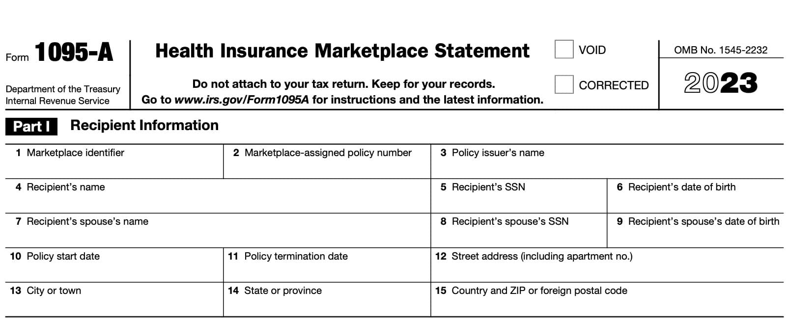 IRS Form 1095 A Instructions Marketplace Insurance Statement