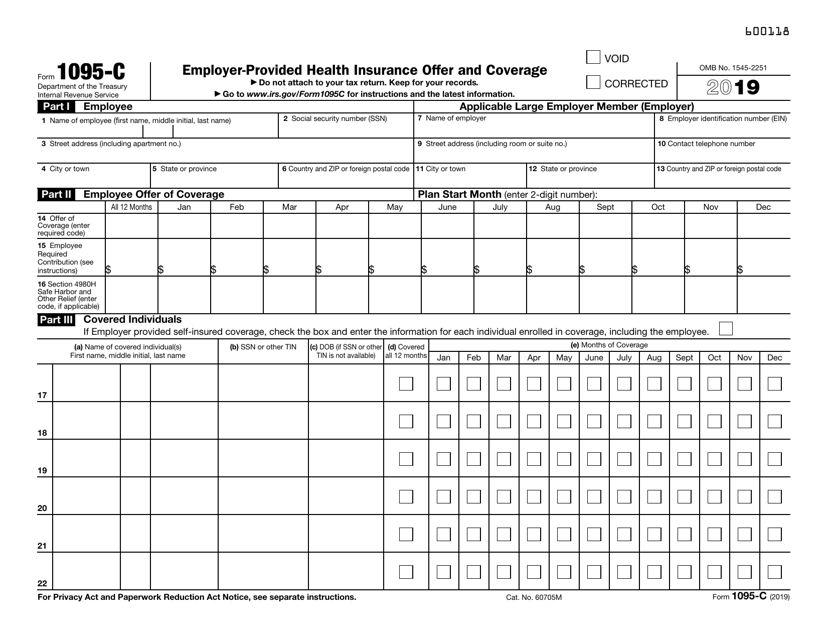 IRS Form 1095 C 2019 Fill Out Sign Online And Download Fillable 