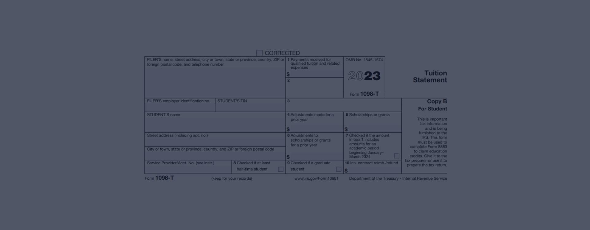 IRS Form 1098 T For 2023 gt Get 1098 T Tax Form Tuition Statement 