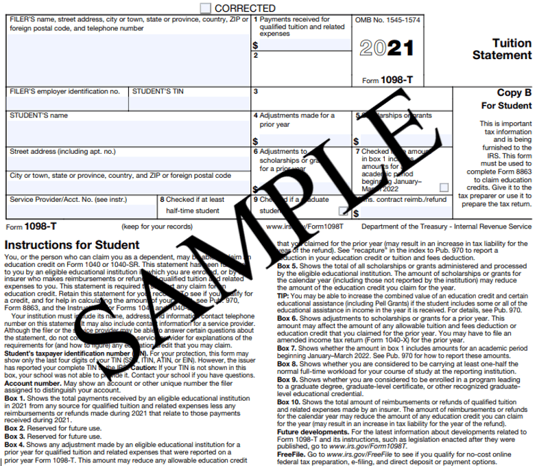 IRS FORM 1098 T Woodland Community College