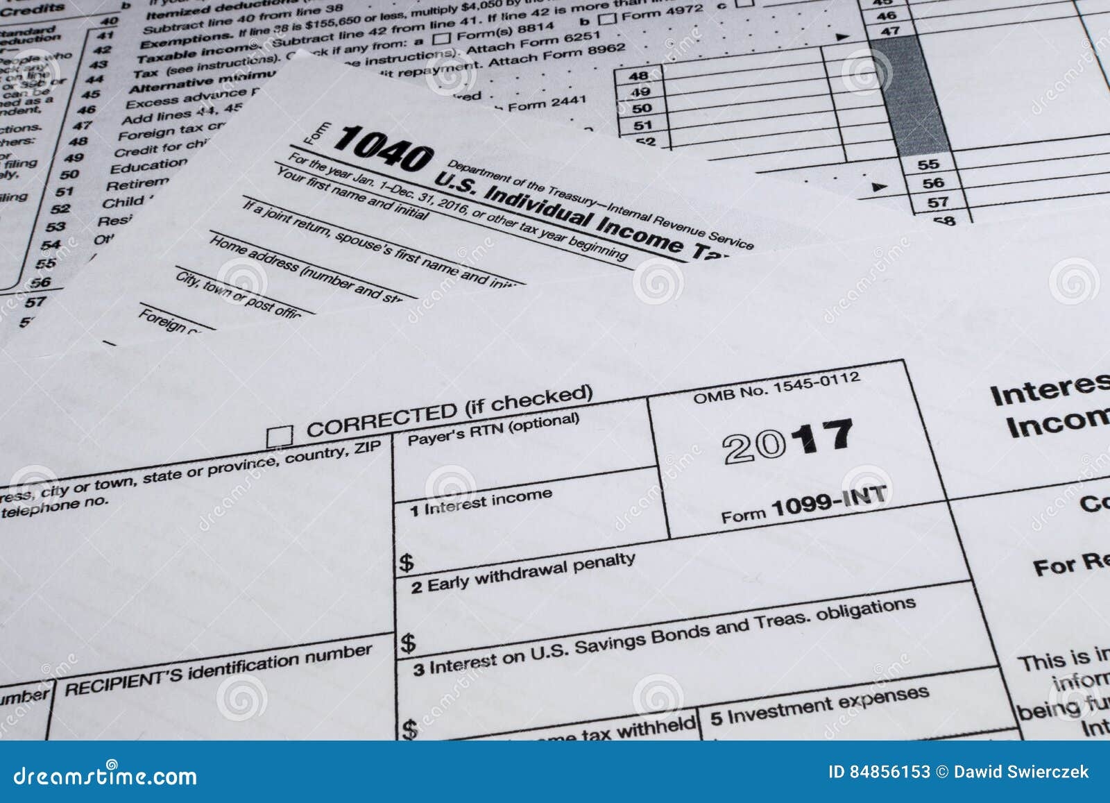 IRS Form 1099 INT Interest Income Editorial Stock Photo Image Of 