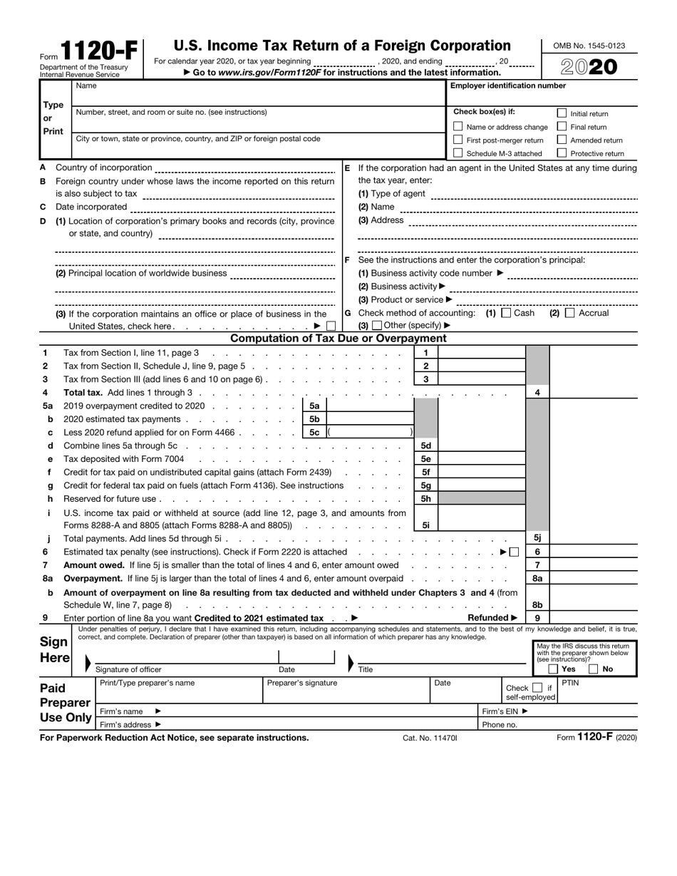 IRS Form 1120 F Download Fillable PDF Or Fill Online U S Income Tax