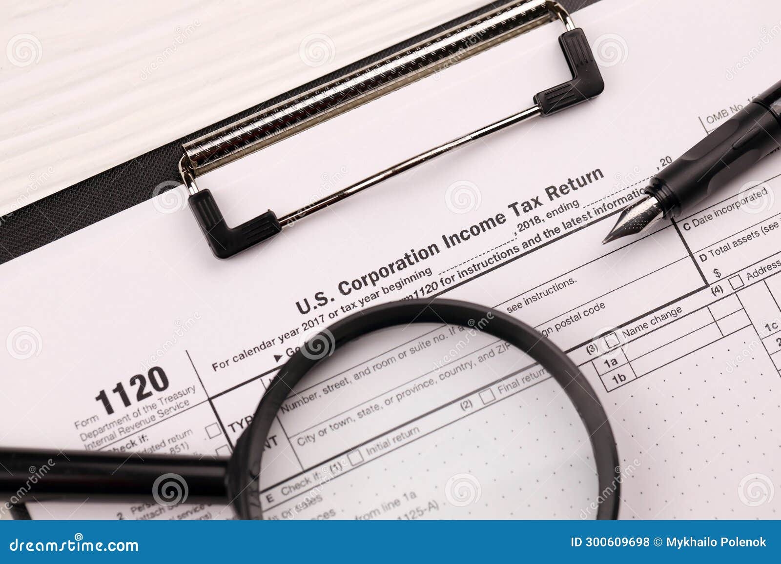 IRS Form 1120 US Corporation Income Tax Return Blank On A4 Tablet Lies 