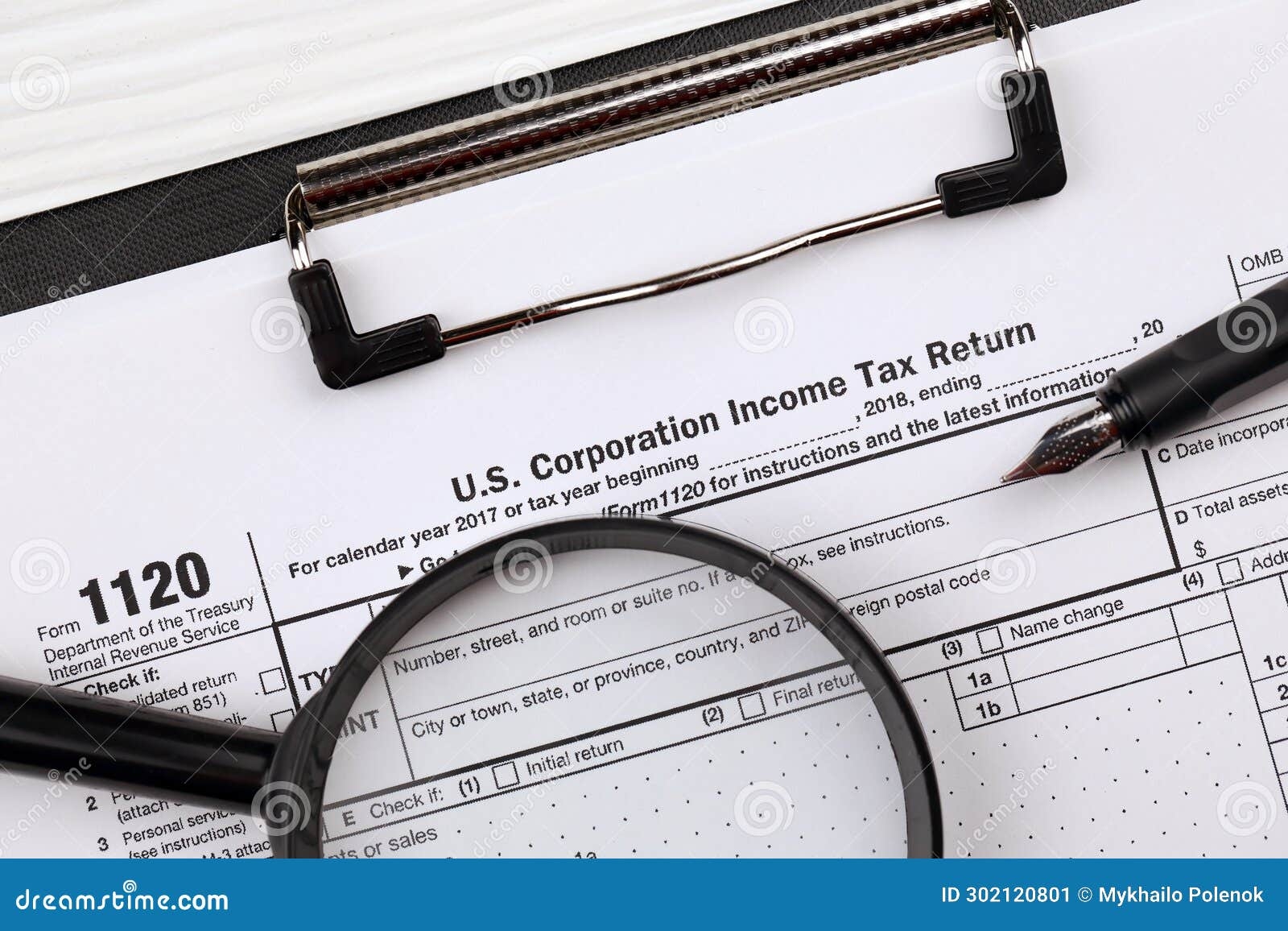 IRS Form 1120 US Corporation Income Tax Return Blank On A4 Tablet Lies