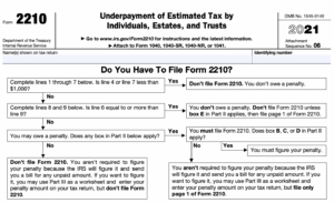 IRS Form 2210 A Guide To Underpayment Of Tax