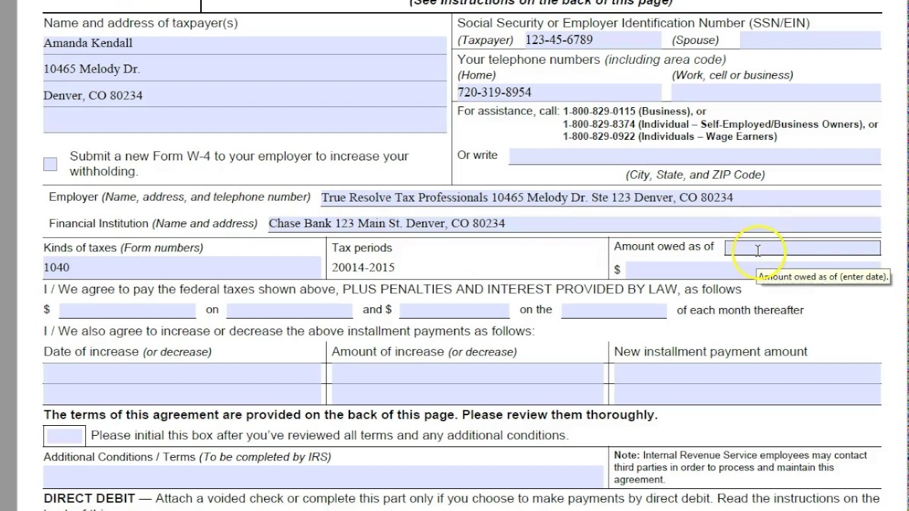 Irs Form 433 D Printable Irs Form 433 D Printable