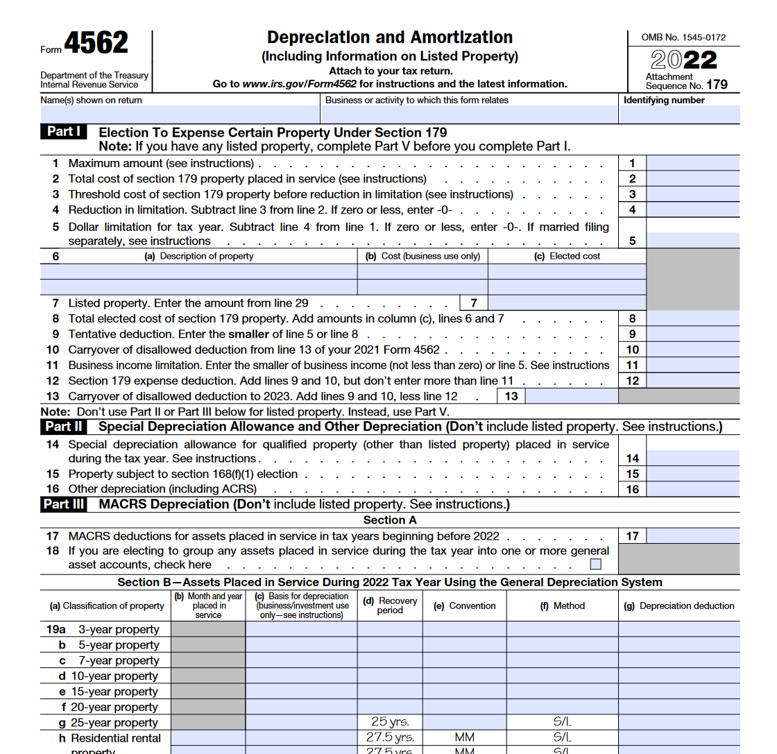 IRS Form 4562 Depreciation And Amortization Forms Docs 2023