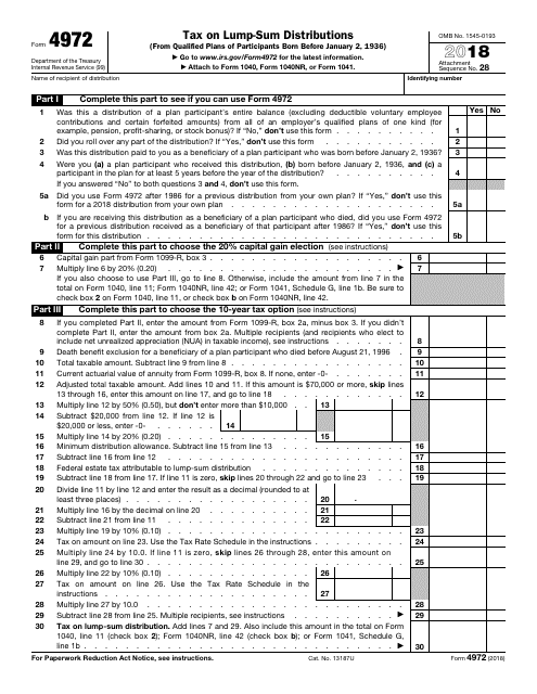 IRS Form 4972 2018 Fill Out Sign Online And Download Fillable PDF