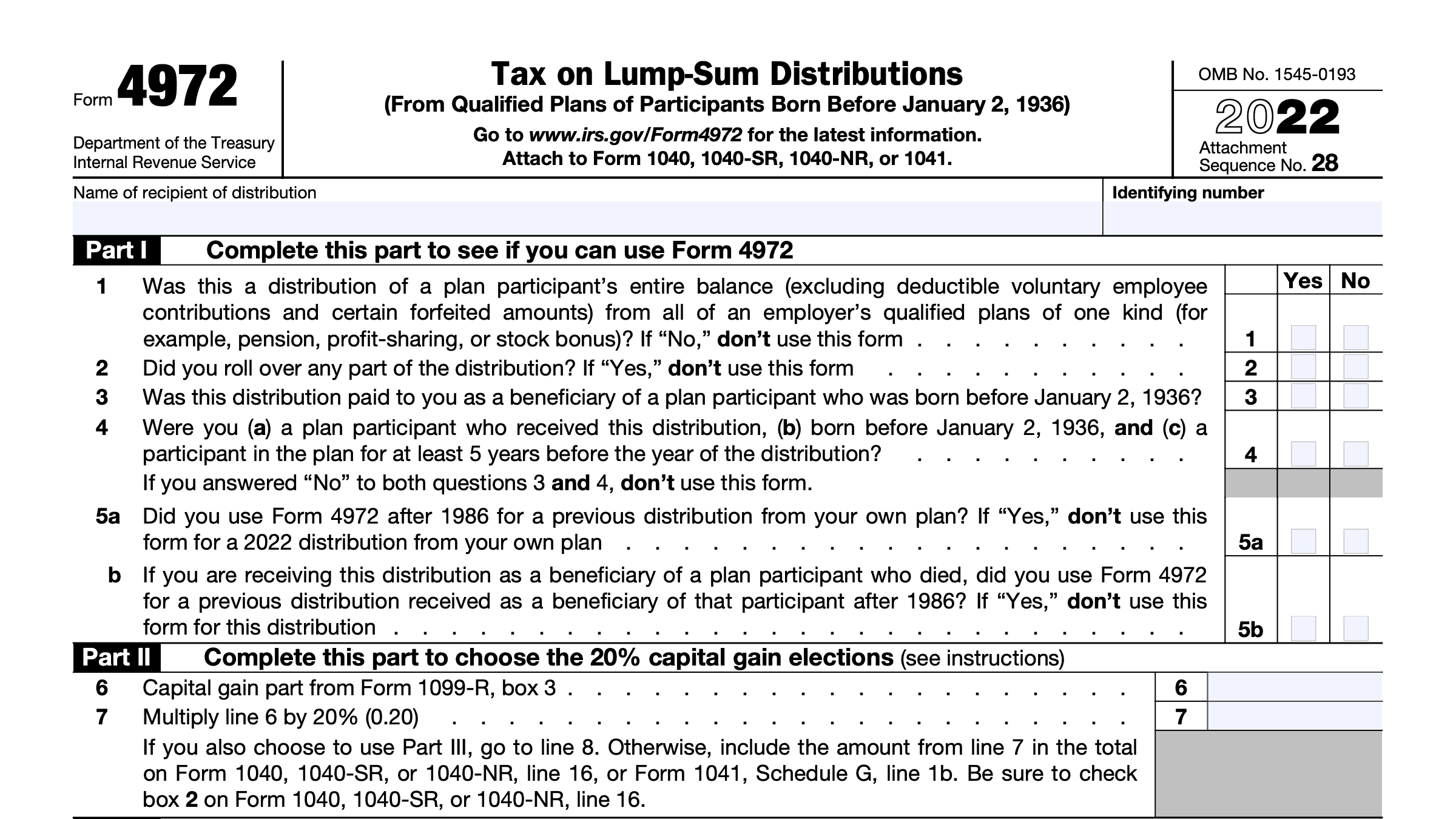 IRS Form 4972 Instructions Lump Sum Distributions