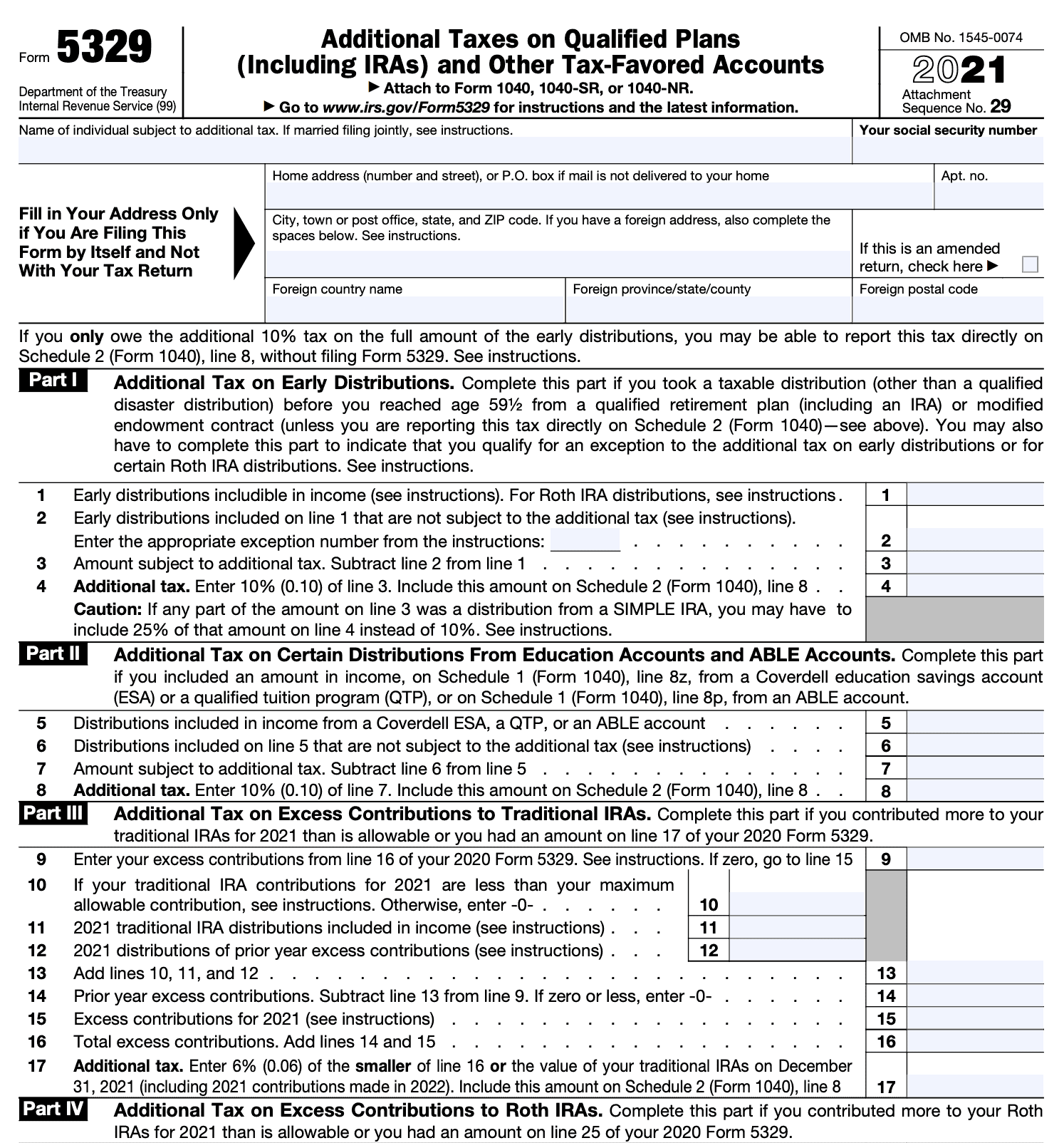 IRS Form 5329 A Complete Guide To Additional Taxes