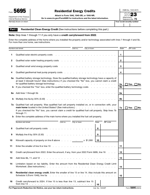 IRS Form 5695 Download Fillable PDF Or Fill Online Residential Energy 