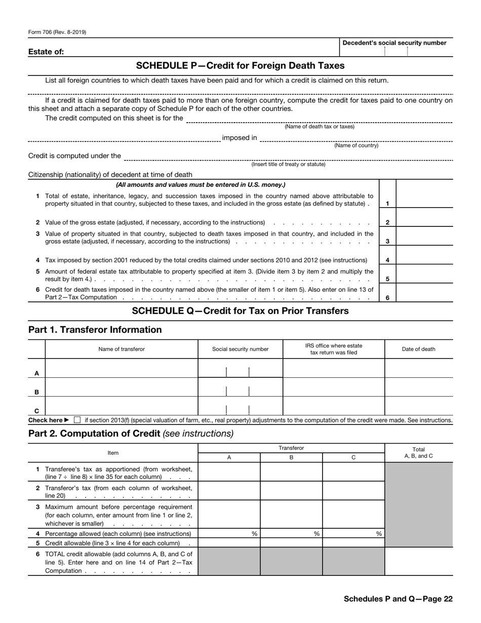 IRS Form 706 Download Fillable PDF Or Fill Online United States Estate 