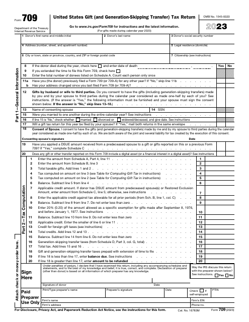 IRS Form 709 Download Fillable PDF Or Fill Online United States Gift 