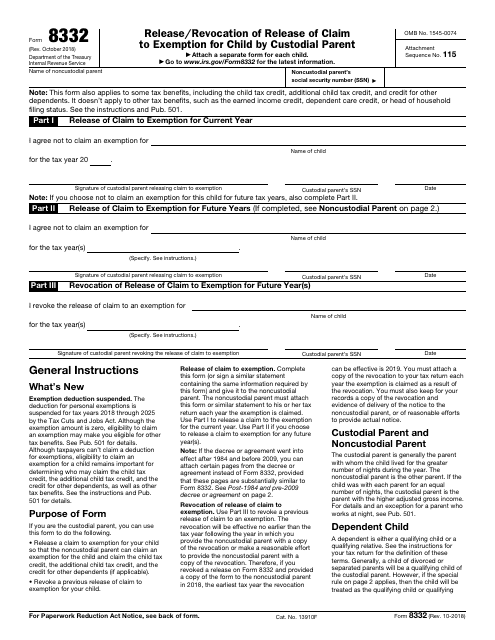 IRS Form 8332 Fill Out Sign Online And Download Fillable PDF 