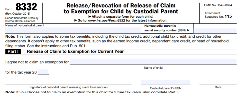 IRS Form 8332 How Can I Claim A Child The Handy Tax Guy