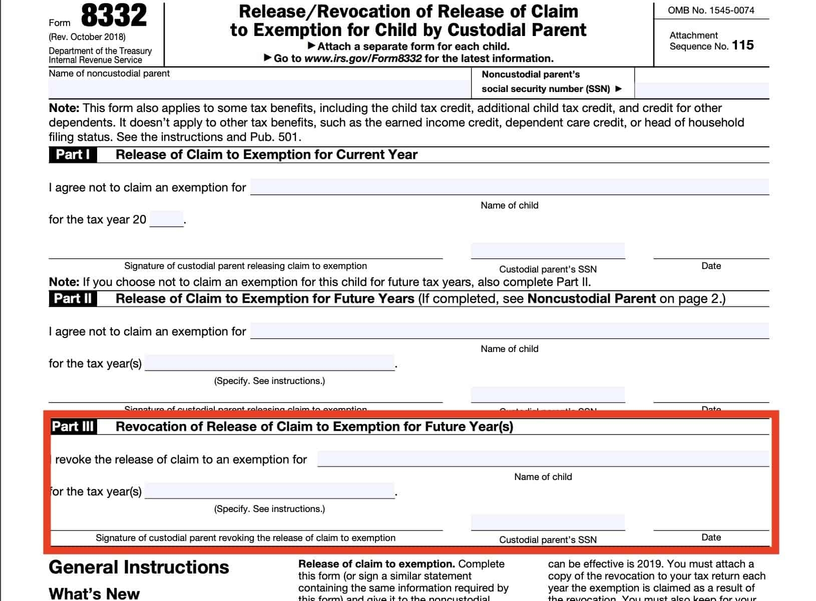 IRS Form 8332 Instructions A Guide For Custodial Parents
