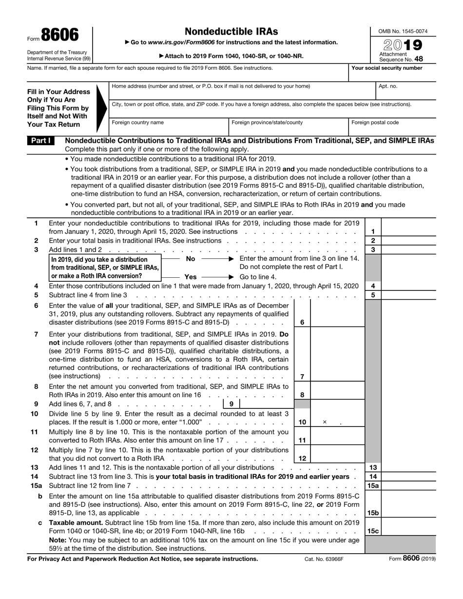 IRS Form 8606 2019 Fill Out Sign Online And Download Fillable PDF 