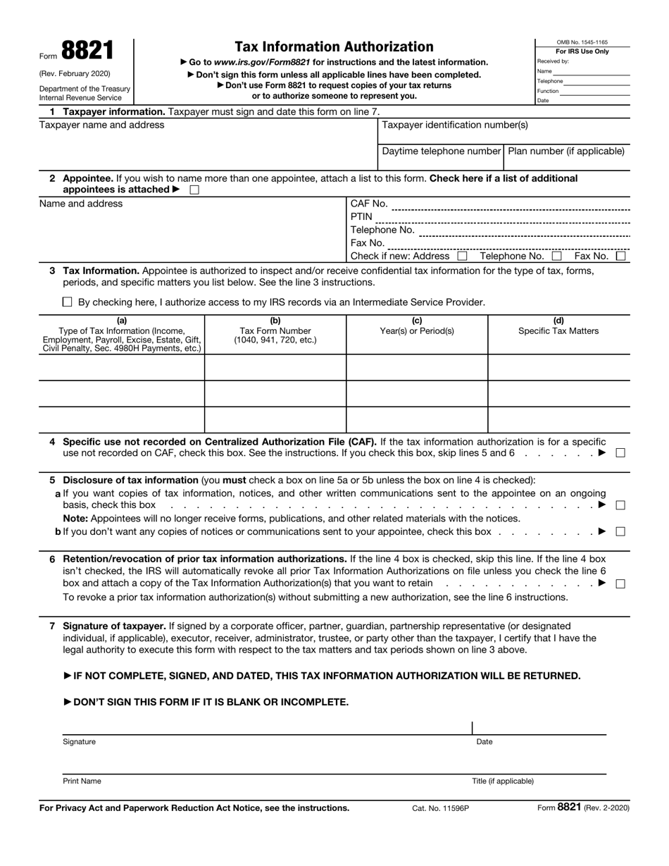 IRS Form 8821 Fill Out Sign Online And Download Fillable PDF 