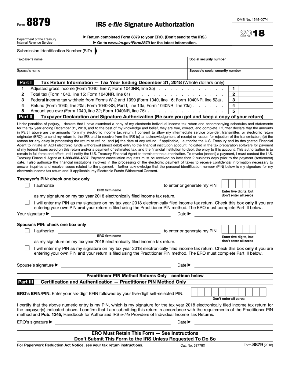 Irs Form 8879 Printable Printable Forms Free Online
