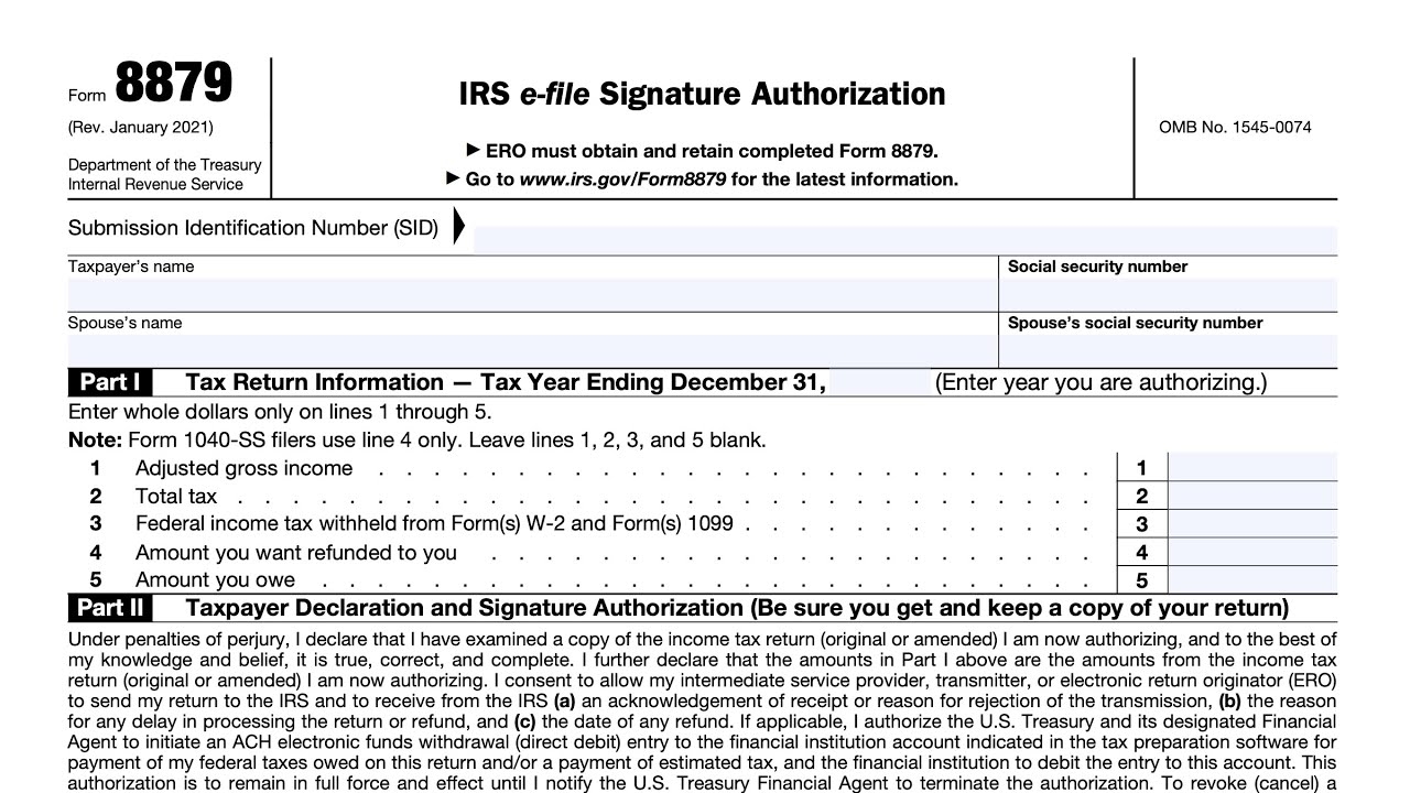 IRS Form 8879 Walkthrough IRS E file Signature Authorization YouTube