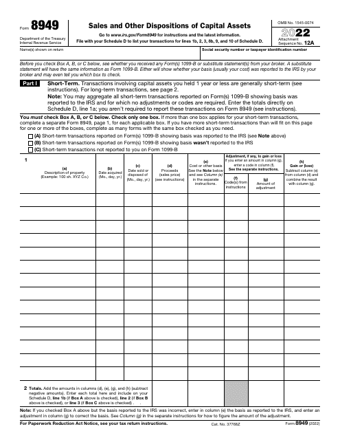 IRS Form 8949 Download Fillable PDF Or Fill Online Sales And Other 