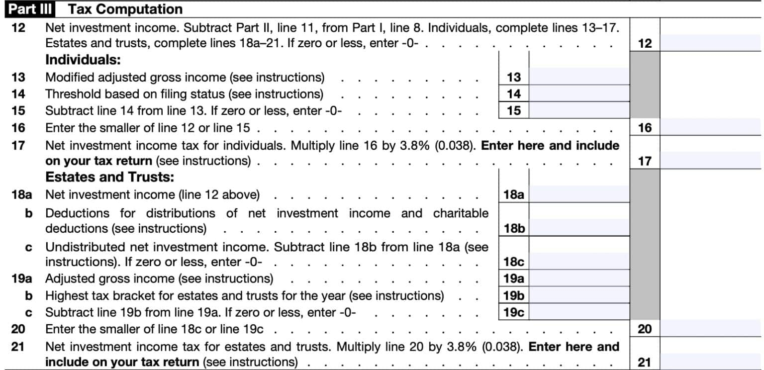 IRS Form 8960 Instructions Guide To Net Investment Income Tax