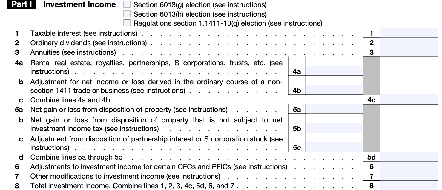 IRS Form 8960 Instructions Guide To Net Investment Income Tax