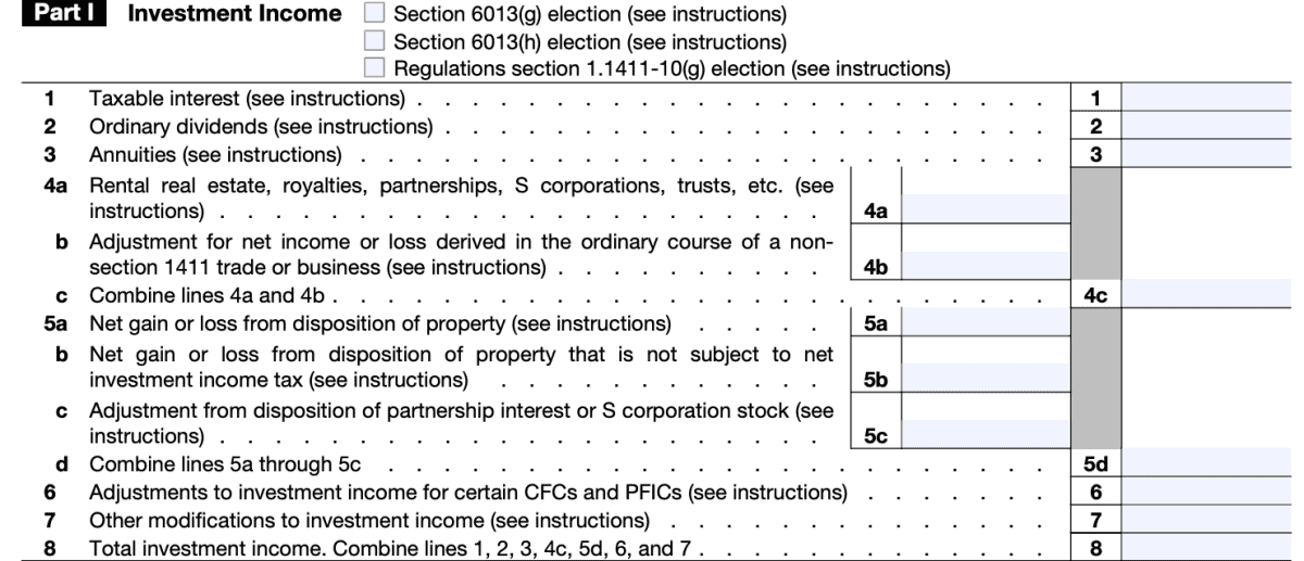 IRS Form 8960 Net Investment Income Tax