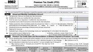 IRS Form 8962 Instructions Premium Tax Credit
