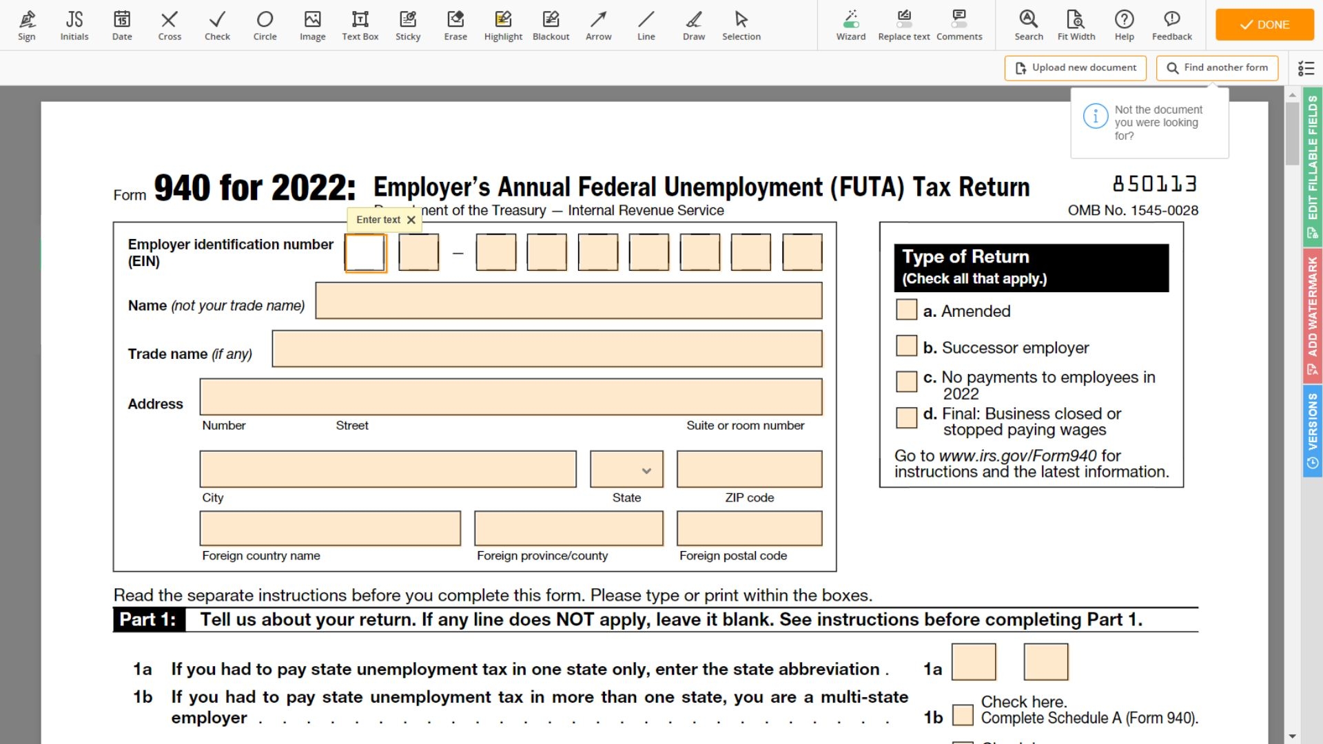 IRS Form 940 For 2023 gt Printable 940 Tax Form Or Fillable PDF With 