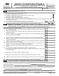 IRS Form 982 Download Fillable PDF Or Fill Online Reduction Of Tax 