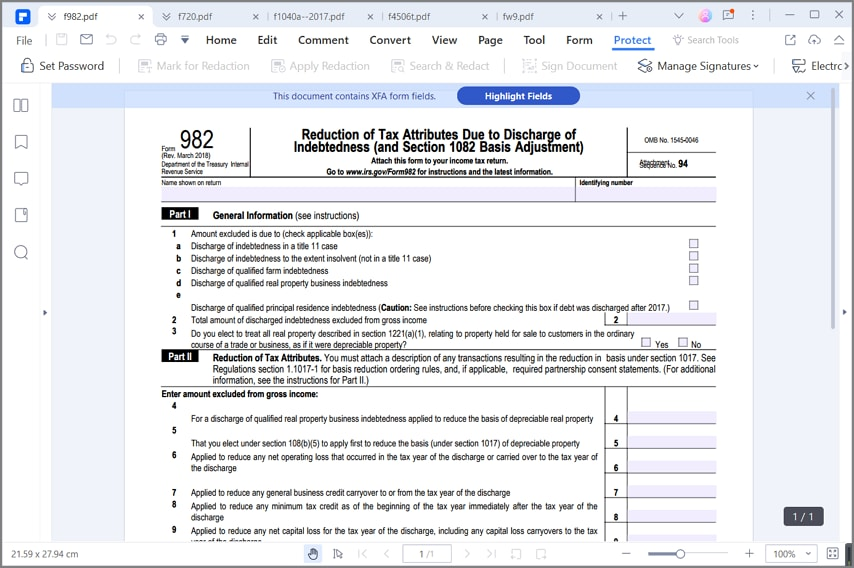 IRS Form 982 How To Fill It Right