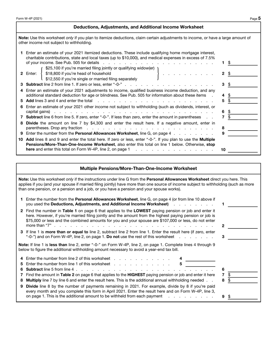 IRS Form W 4P Download Fillable PDF Or Fill Online Withholding 