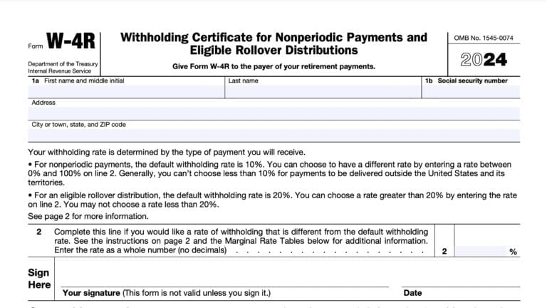 IRS Form W 4P Instructions Pension Annuity Tax Withholding