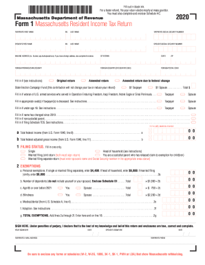 IRS Massachusetts Form 1 PdfFiller