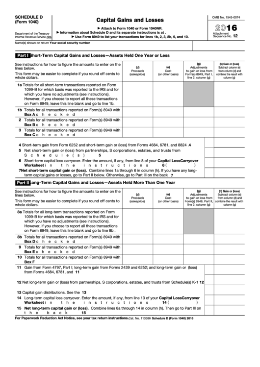 Irs Printable Form Schedule D Printable Forms Free Online